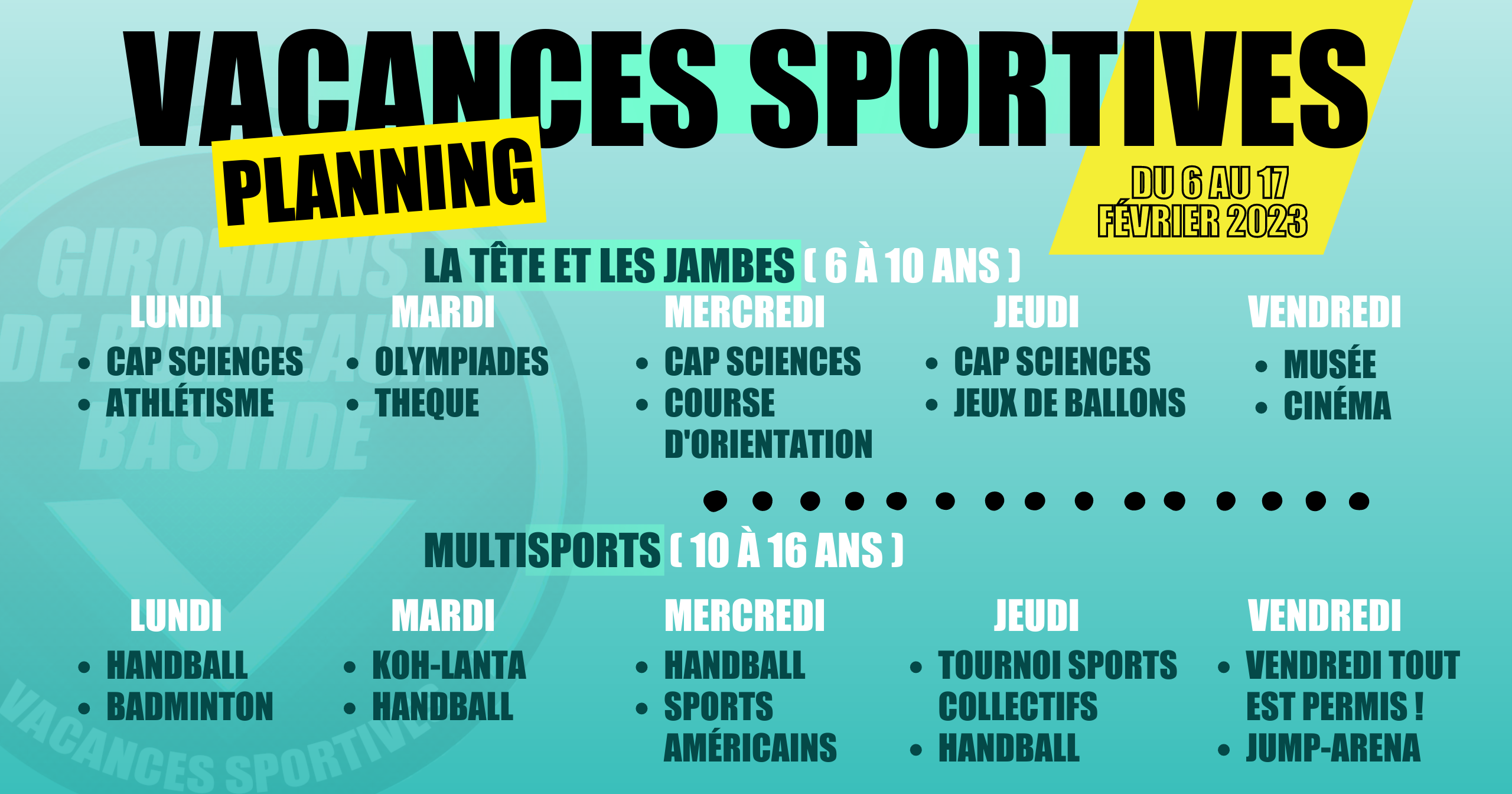 PLANNING VS FÉVRIER